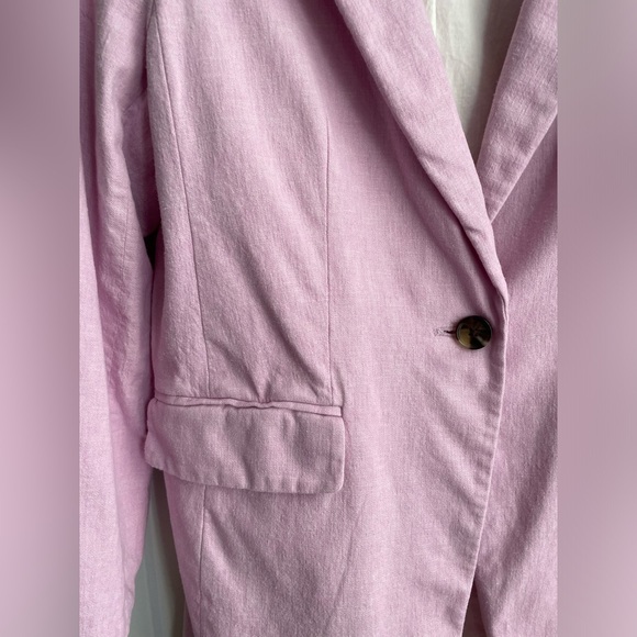 Banana Republic Cotton/Linen Suit Jacket in Pink sz 10 - Picture 3 of 7